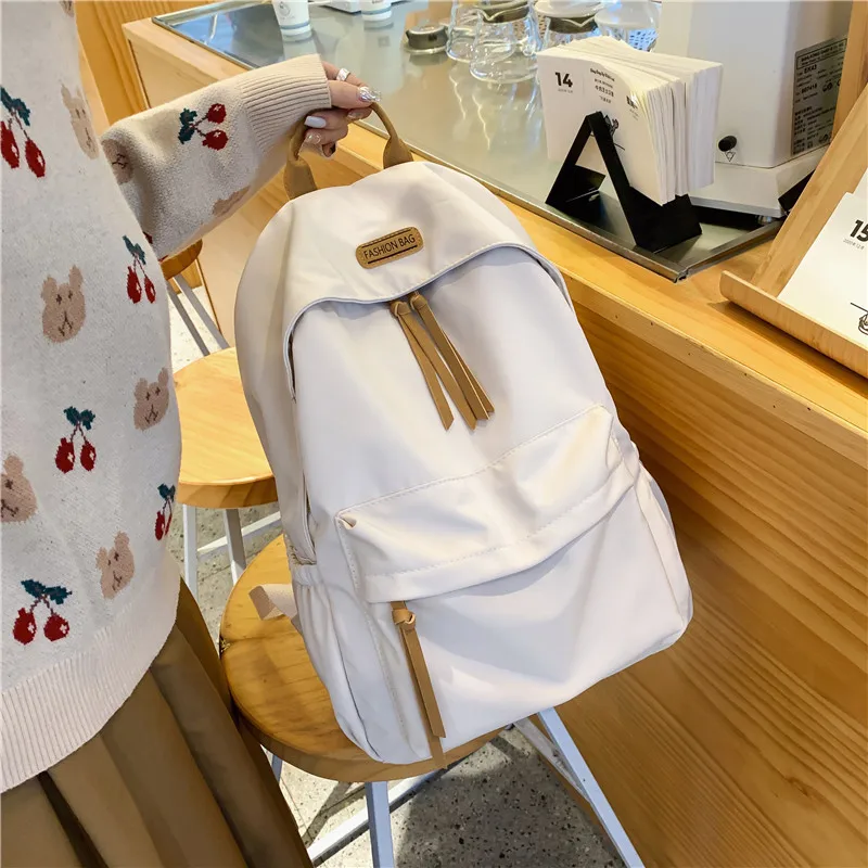 

Простой вместительный японский рюкзак для женщин, однотонный холщовый школьный ранец для учеников младшей и старшей школы, 5 цветов