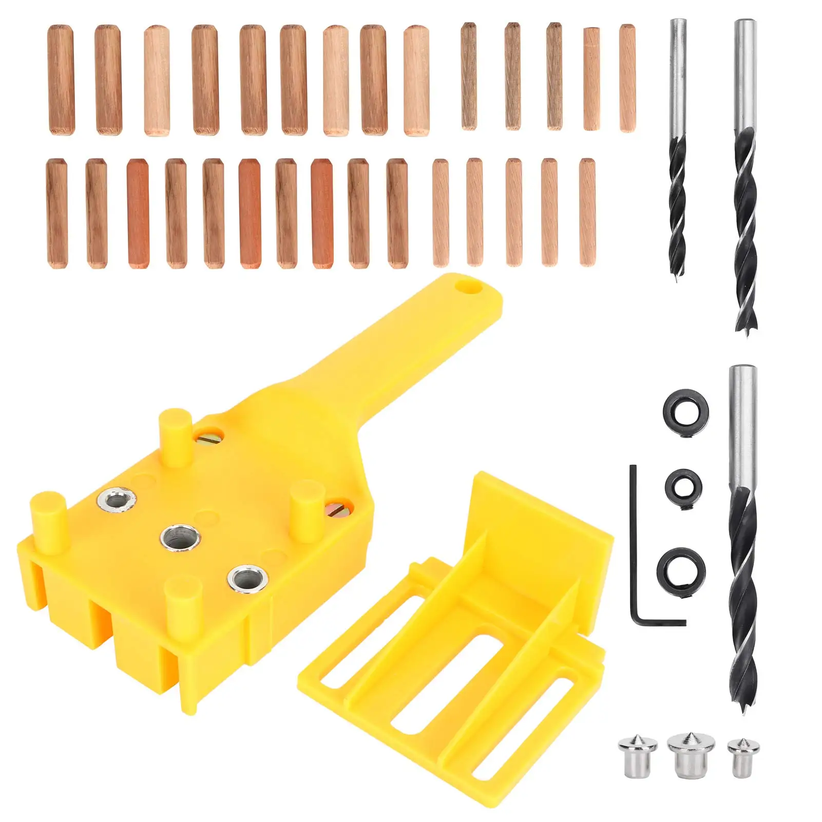 

ABS Plastic Quick Wood Doweling Jig Handheld Pocket Hole Jig System 6 8 10mm Drill Bit Hole Puncher For Carpentry Dowel Joints