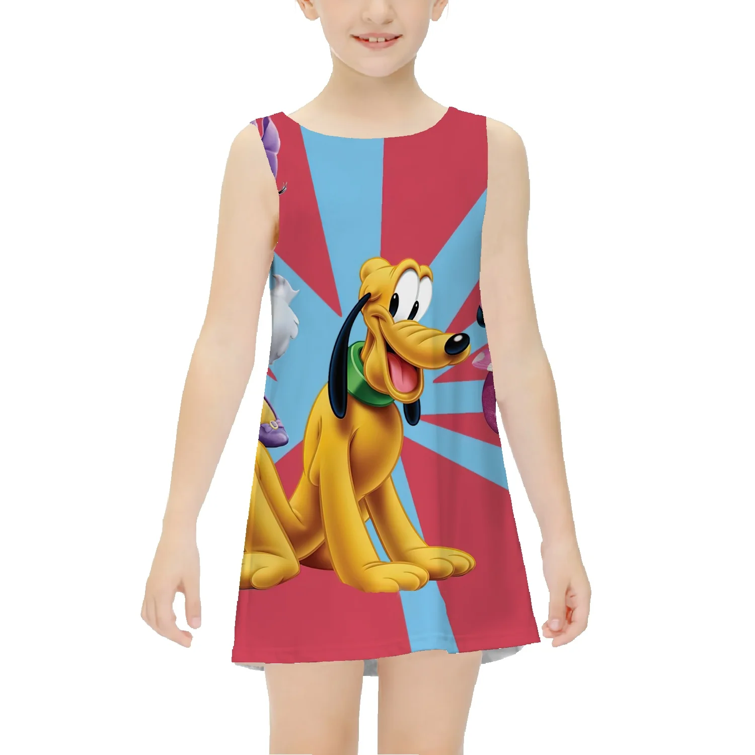 Mickey Mouse Disney girls summer new vest skirt children's sleeveless cotton mid-length T-shirt nightdress