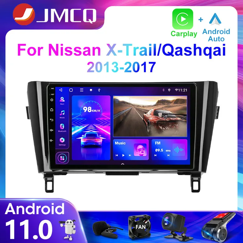 JMCQ 2Din 4G Android 11 Car Radio Multimedia Video Player For Nissan Qashqai J11 X-Trail 3 T32 2013-2017 Navigation GPS Carplay