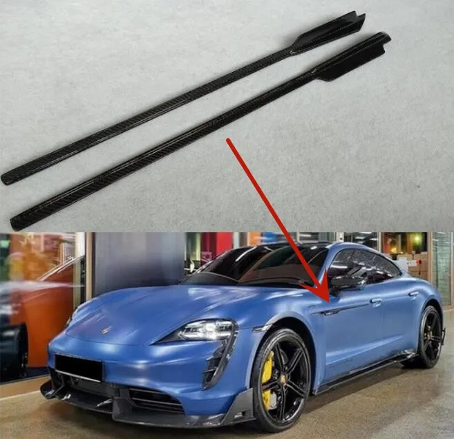 Настоящая ковка из углеродного волокна, Передние боковые дверные украшения, полоски, отделка крышки для Porsche Taycan / Turbo S 2019 2020 2021 2022 2023 Настоящая ковка из углеродного волокна, Передние боковые дверные украшения, полоски, отделка крышки для Porsche Taycan / Turbo S 2019 2020 2021 2022 2023