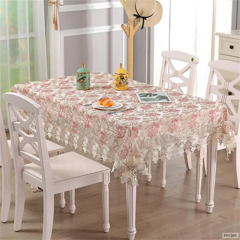 

Pastoral Style Lace Tablecloth Oil-proof Embroidered Table Mat European-style Elegant European Rustic Tablecloth Rectangular Mat