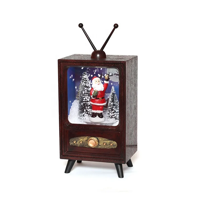 

New mini TV retro snow music TV lamp Christmas decoration crafts holiday gifts small ornaments Snowing Musical Santa Claus Lamp