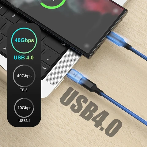 NNBILI USB 4.0 OTG Тип C к Типу C Thunderbolt 3 Удлинительный кабель-адаптер «папа-мама» для телефонов, ноутбуков, ПК, 40 Гбит/с