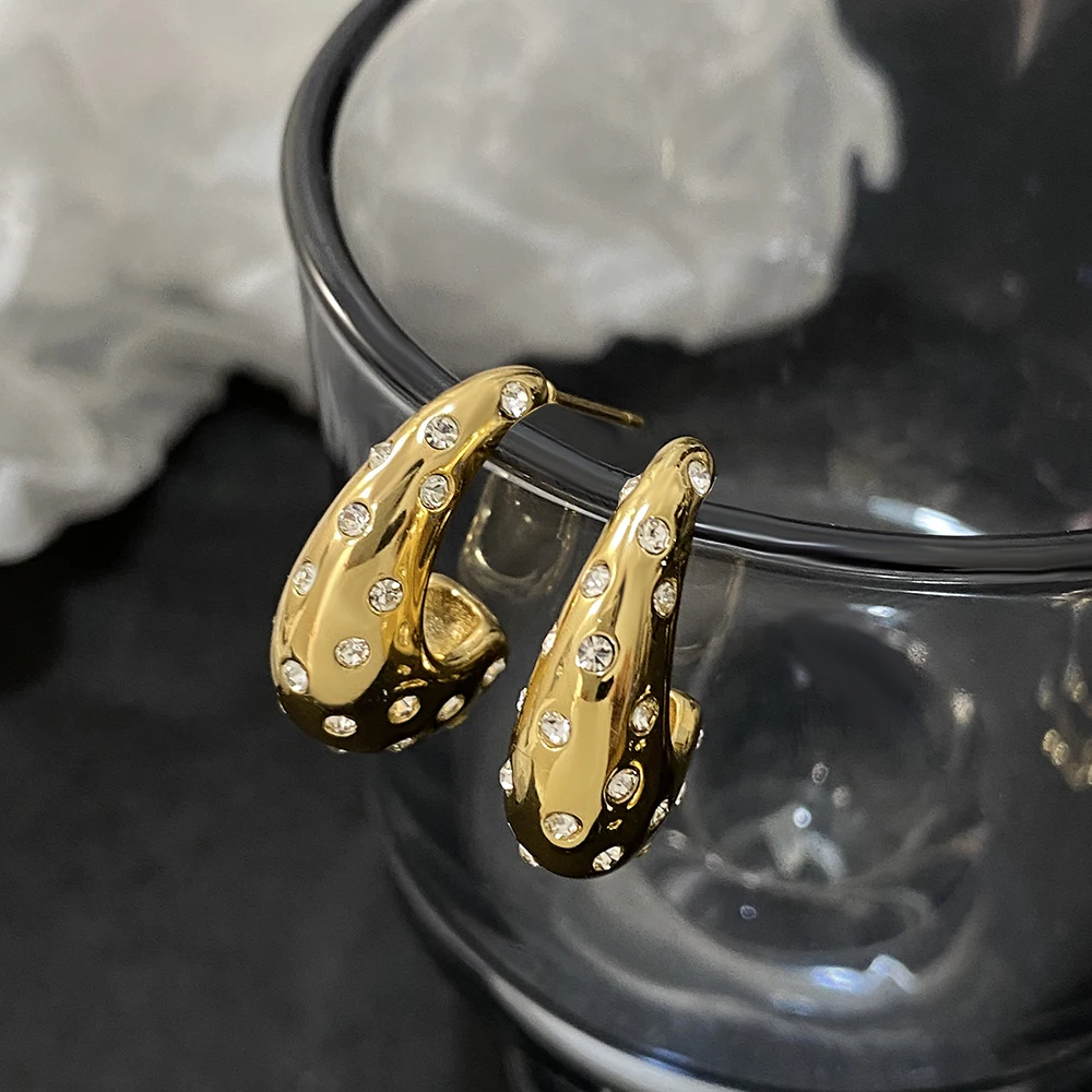 Женские массивные серьги-капельки DODOHAO позолоченные серьги из нержавеющей стали