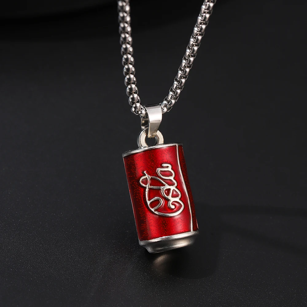 

Hip-hop titanium steel necklace men and women cola can pendant pendant trend sweater chain couple hundred matching accessories