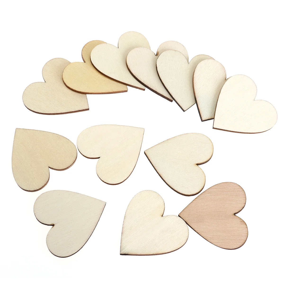 

50pcs Blank Wood Slices Cartoon Heart Discs Log Slices for DIY Crafts Embellishments Scrapbooking