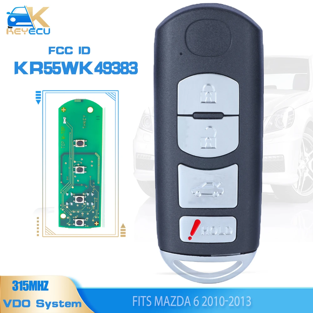 

KEYECU KR55WK49383 315MHz Smart Remtoe Key VDO System Fob for 2009 2010 2011 2012 2013 MAZDA 6