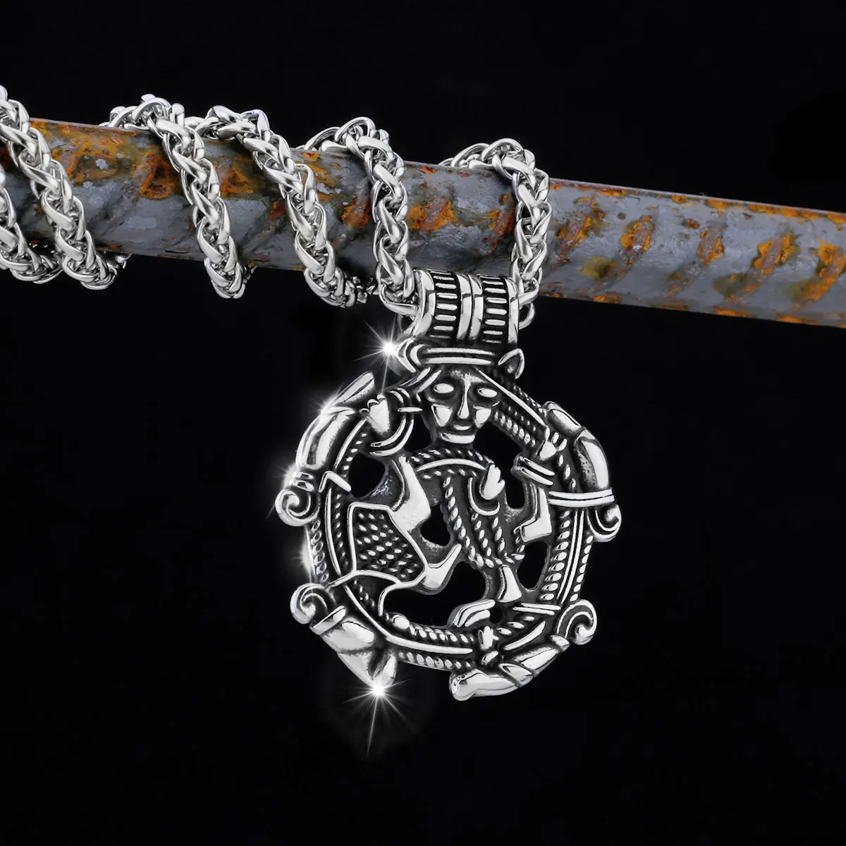 

316L Stainless Steel Viking Valhalla Borre God Amulet Necklace Men's Charm Rune Pendant Scandinavian Nordic Viking Jewelry Gift