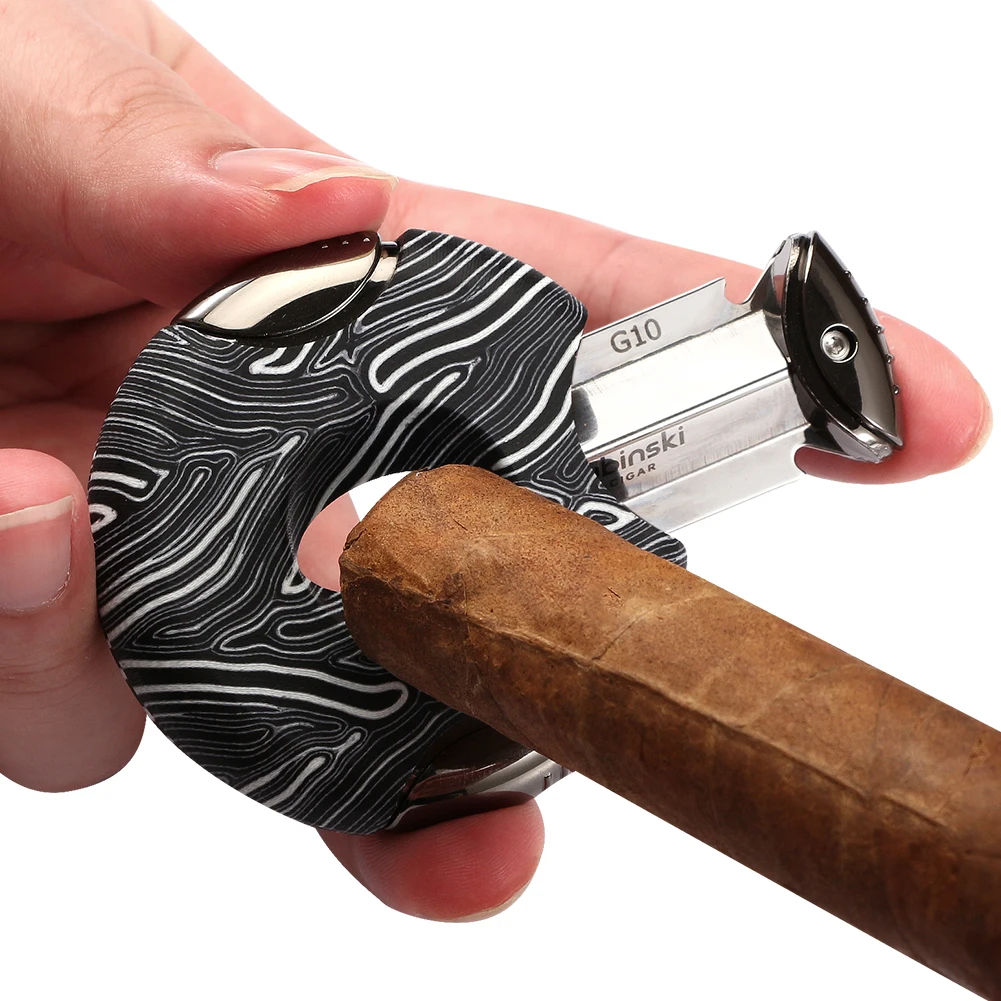 

LUBINSKI Metal V-cut Cigar Cutter Guillotine Round Sharp Smoking Accessories Portable Cigar Knife Tool Gift Box Packaing