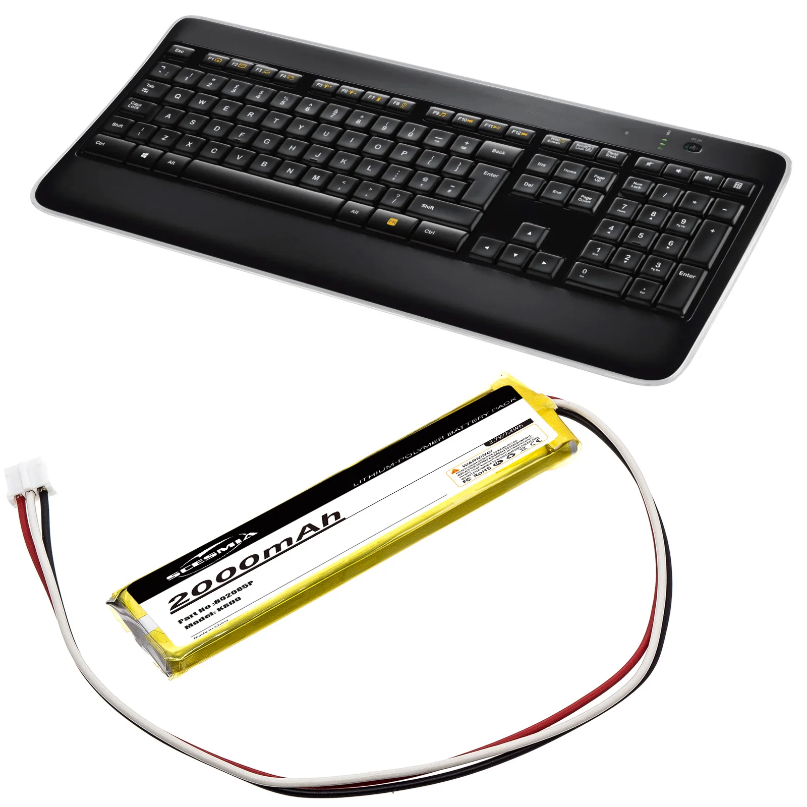 Сменная батарея для клавиатуры Logitech K800 MX KEYS YR0073, 3.7V 2000mAh, артикулы 533-000177, 533-000221, 802085P, 533-000141 (art.: 3920dc0e18e44) - 3920dc0e18e44