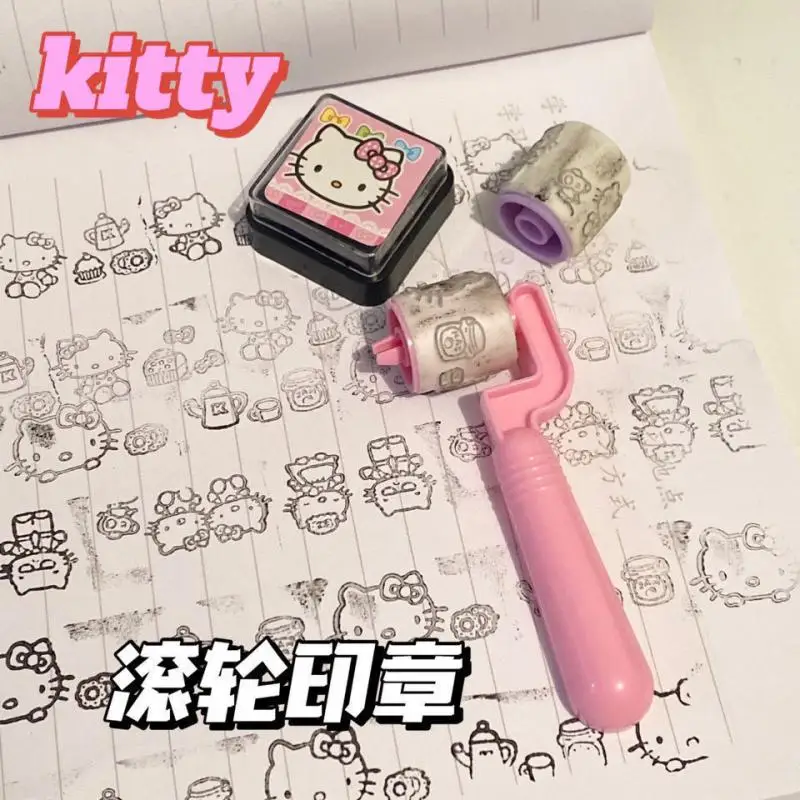 

Kawaii Hellow Kittys Sanrio плюшевые Мультяшные милые куклы роликовые печати поставляются с чернильной подушкой аниме плюшевые игрушки для девочек под...