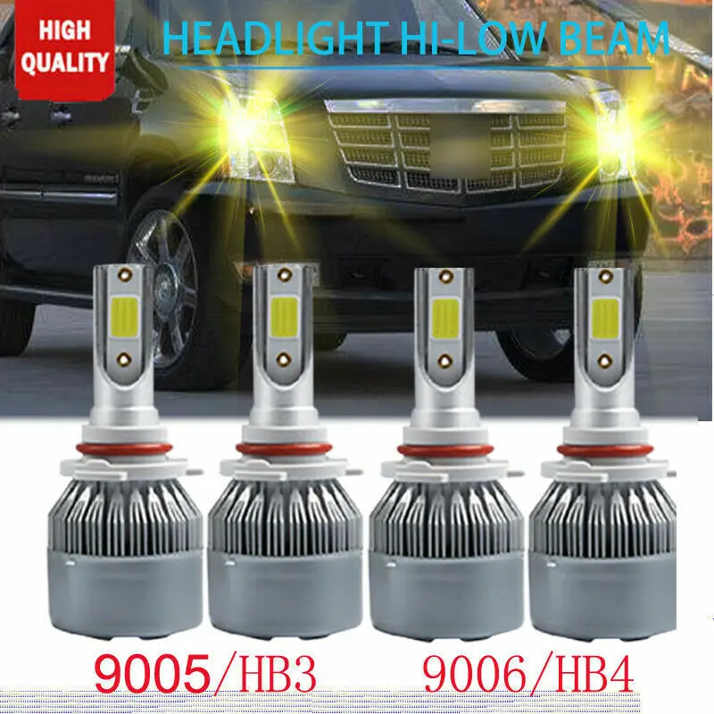

4x 9005 9006 LED Headlight High/Low Beam Bulbs 3000K For Cadillac CTS 2003-2007