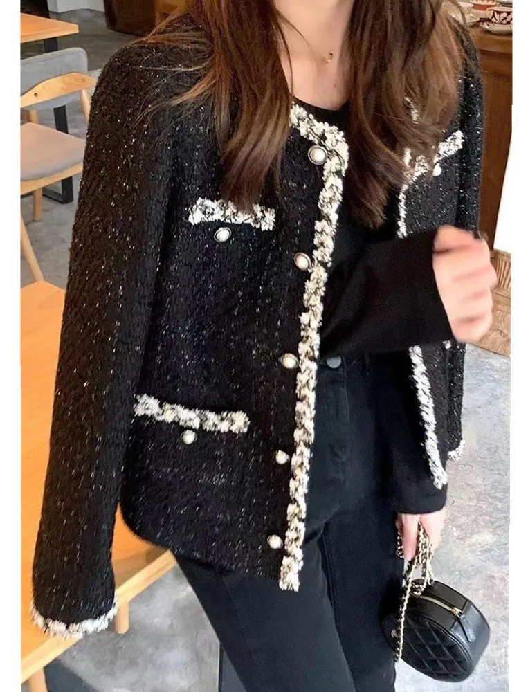 

Jackets for Women French Lady Small Fragrant Tweed Jacket Coat Women's Spring Autumn Korean Woolen Short Outerwear Coat Women