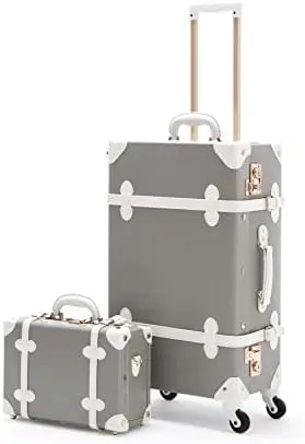 

Винтажные чемоданы и багажник с цветочным рисунком, милый набор чемоданов TSA 24 дюйма, Спиннер, 2 предмета для женщин со шлейфом 13 дюймов, Цвет Небесно-Голубой