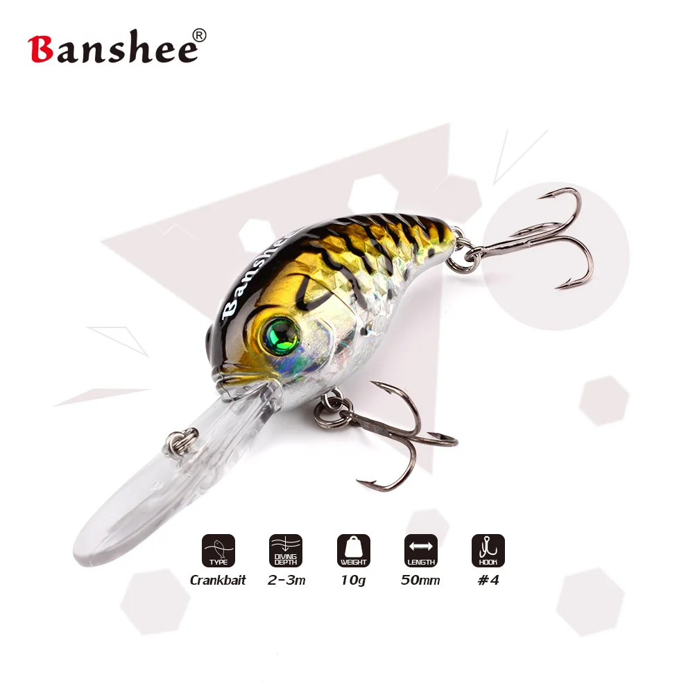 Banshee 50mm 10g Round Bill Crankbaits Bass Fishing Lure Wobbler Fishing Bait Diving Crankbaits Wobbler Lure