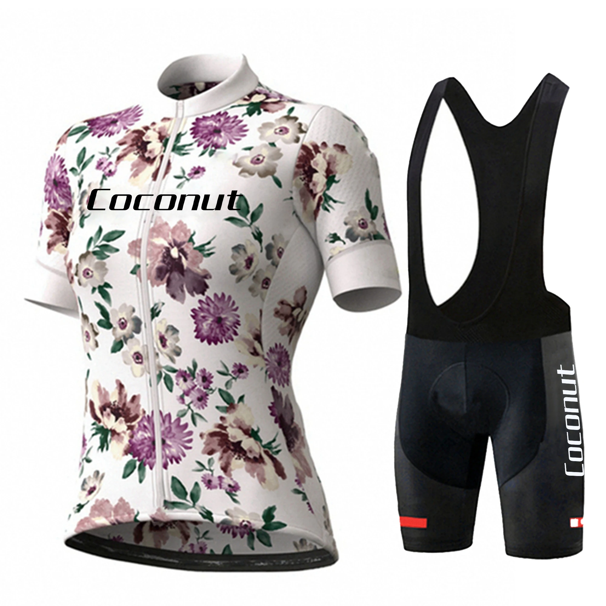 

Women Coconut Summer Short Sleeve Cycling Jersey Bib Shorts Uniform Set Outdoor Bike Tops Suit Bicycle Clothing Shirt