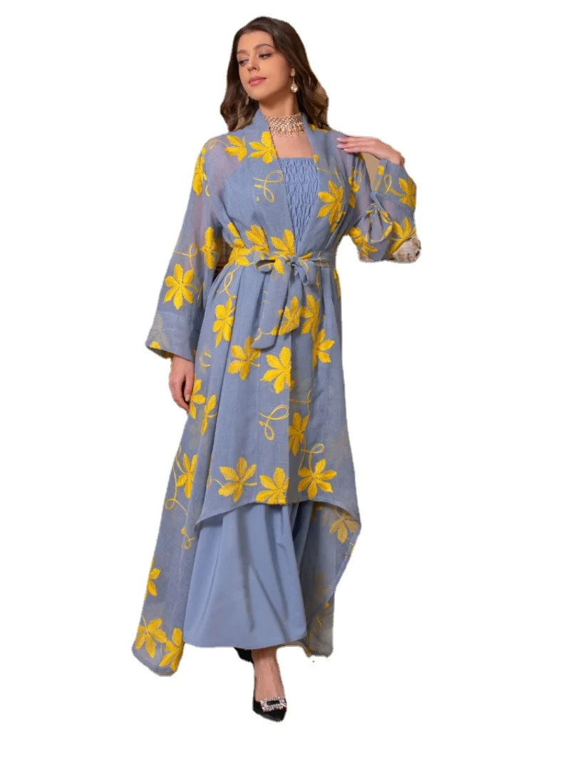 Eid Muslim Women Abaya Morocco Party Dress Abayas 2 Piece Set Elegant Prayer Abayas Robe Dress Ramadan Musulman Maxi Vestidos