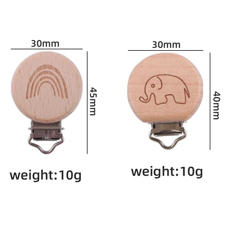 Бусы-клипсы деревянные полукруглые из бука с мультяшными животными 5 шт. |