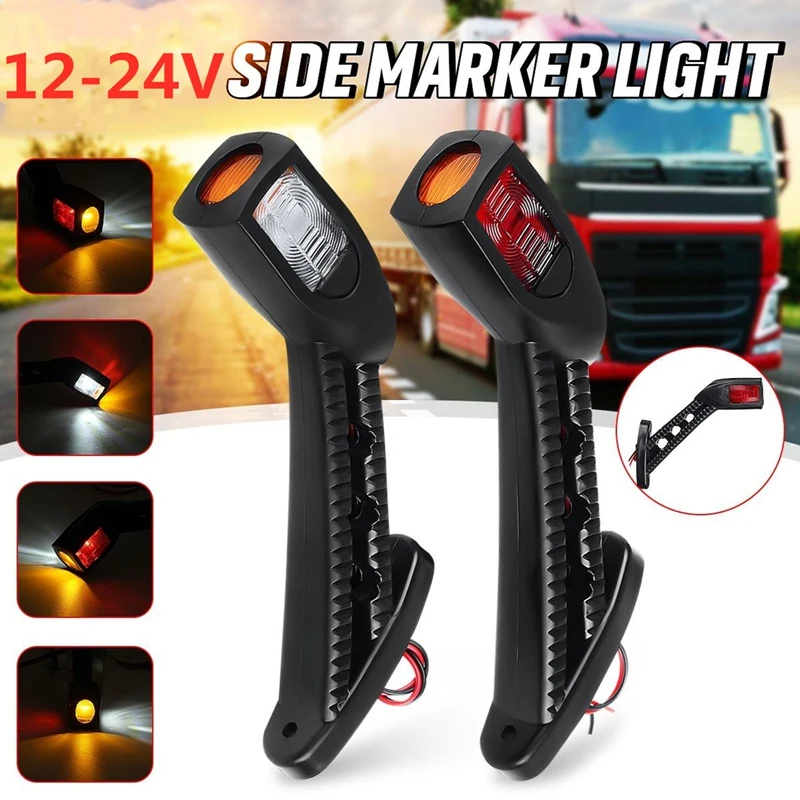 

2Pcs 12V-24V LED Side Maker Lights Truck Tail Light Three-Sided Color Auto Truck Lorry Trailer Lamp Trail Car Modification