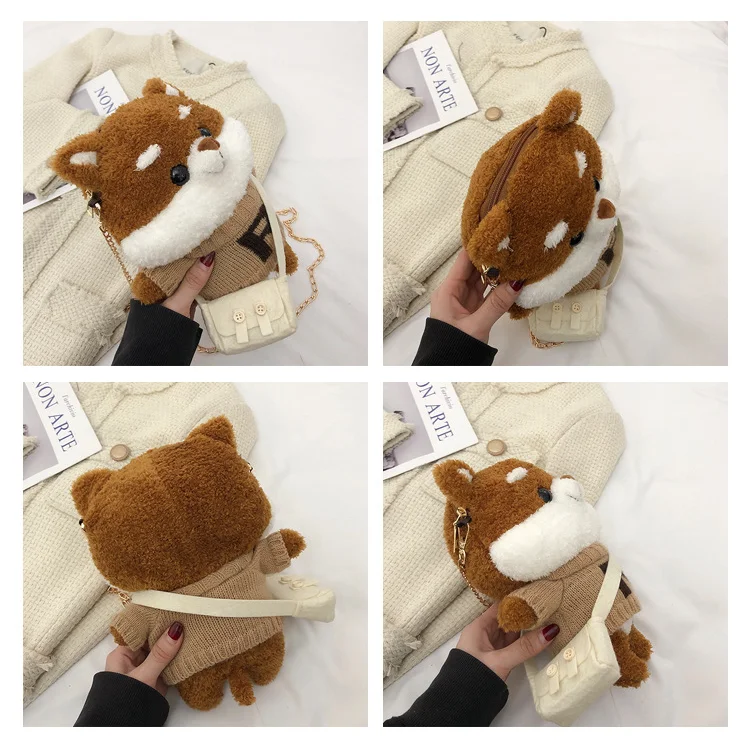 Children Cute Plush Small Bag Girl Boy 2022 New Cartoon Doll Bag All-match Chain Shoulder Diagonal Bag