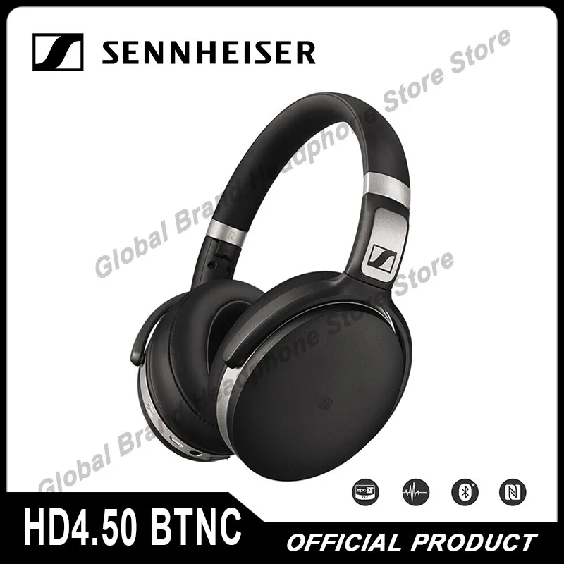 Sennheiser-auriculares inalámbricos HD 4,50 BTNC, audífonos originales con Bluetooth, cancelación de ruido de graves profundos, audífonos deportivos para música y juegos