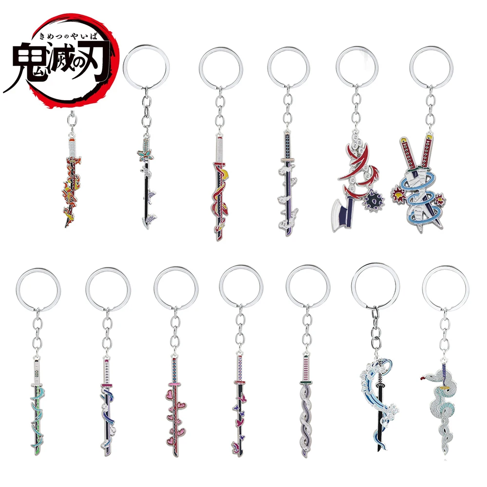 

20pcs Anime Demon Slayer Keychain Sword Kimetsu No Yaiba Rengoku Kyoujurou Giyuu Shinobu Weapon Metal Pendant Jewelry