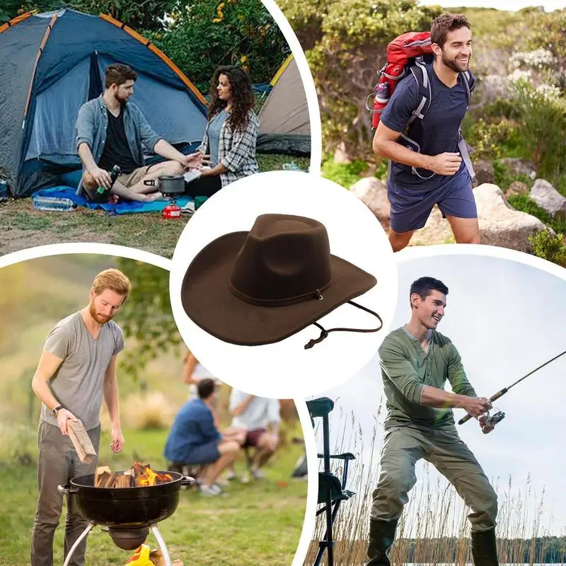 Шляпа Cowgirl с широкими полями для женщин и мужчин удобная ковбойская Панама в