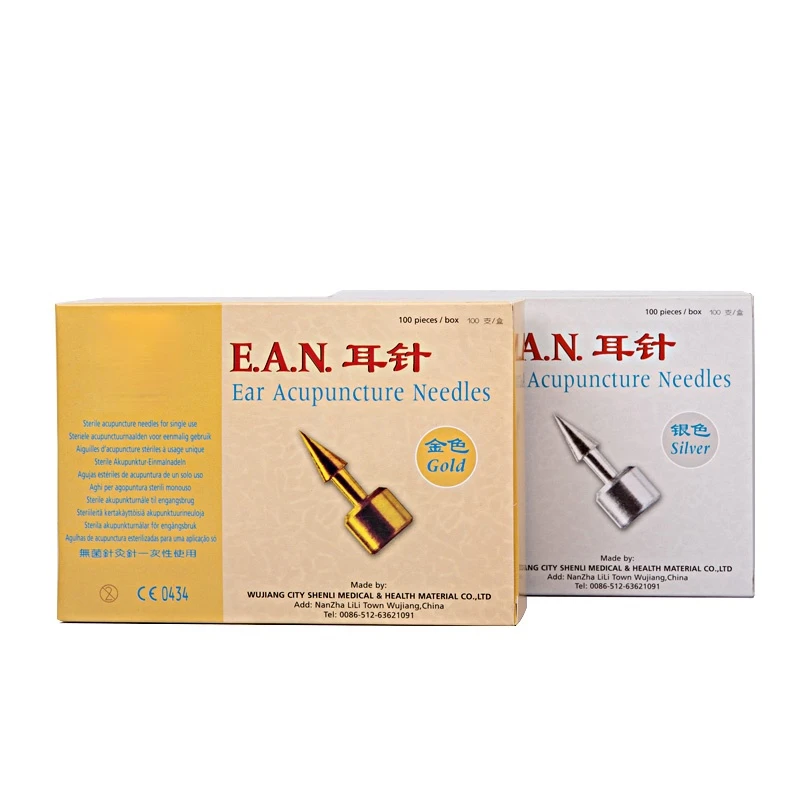 

gold / silver Ear acupuncture needles EAN Auricular with Paster fine copper 100 Pieces relax Acupuncture Points for single use