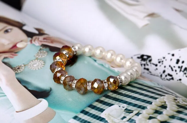 Щупальца Тики ручная работа 10 мм круглые браслеты с жемчугом и кристаллами