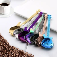 1pcs stainless steel design guitar shape coffee spoon stainless steel musical coffee scoops teaspoons mixing aspoons sugar spoon