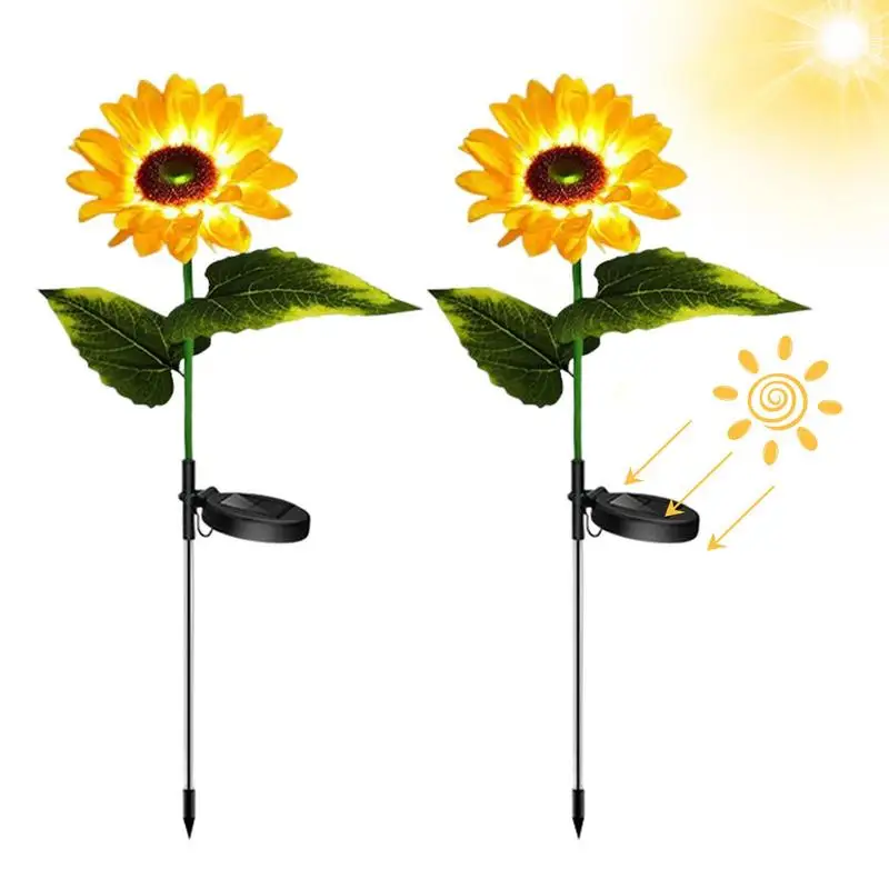 

Sunflower Shape Solar LED Lights 2Pcs Upgraded LEDs Light Sunflowers LED Solar Lawn Insert Landscape Light LED Solar Lights