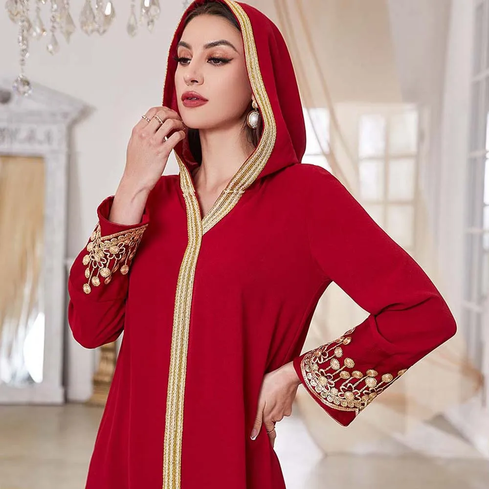 

Ramadan Hijab Jellaba Dresses Women Embroidery Floral Hooded Long Sleeve Dubai Kaftan Djellaba Moroccan 2022 Elegant Maxi Dress