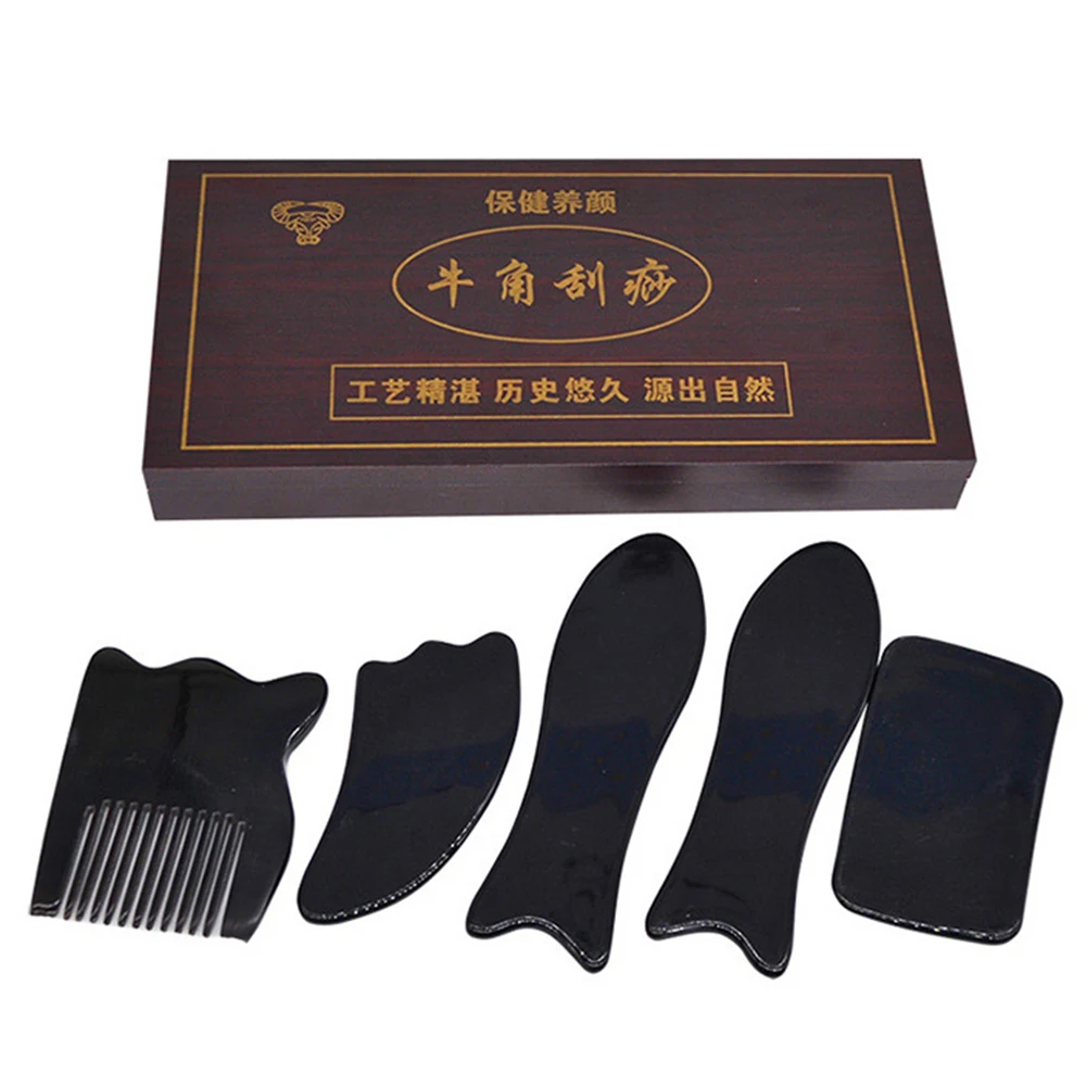 

5pcs Ox Horn Scrapping Board Body SPA Gua Sha Boards Hairdressing Promotes Blood Circulation Beauty Tools Skin Care Massager