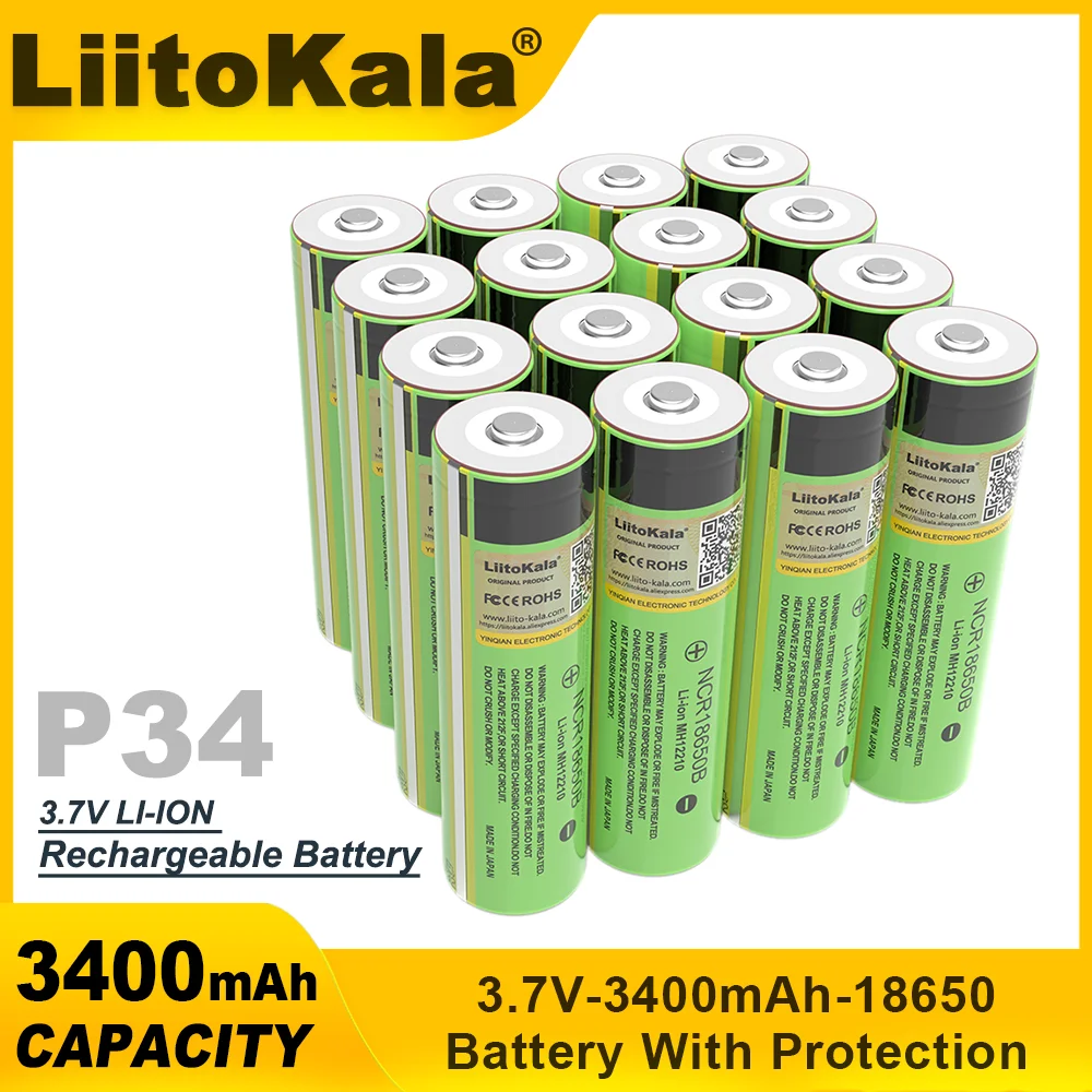 LiitoKala новая оригинальная литиевая аккумуляторная батарея NCR18650B 3 7 В 3400 мАч 18650 с