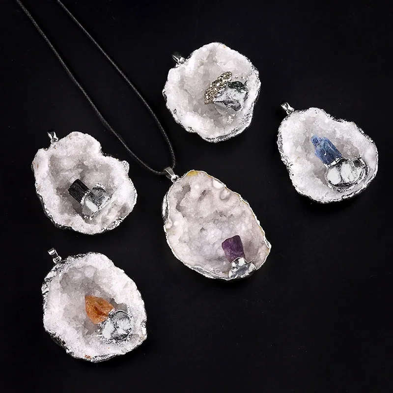 Ожерелье с подвеской из натурального агата друзы нерегулярные Рейки исцеляющая