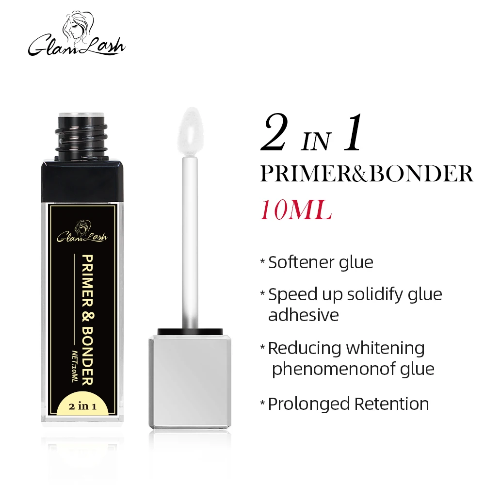 

GLAMLASH 10ml 2in1 Primer Lashes Super Bonder For Eyelash Extension Private Label Grafting Eyelash Glue Quick Drying Long Last