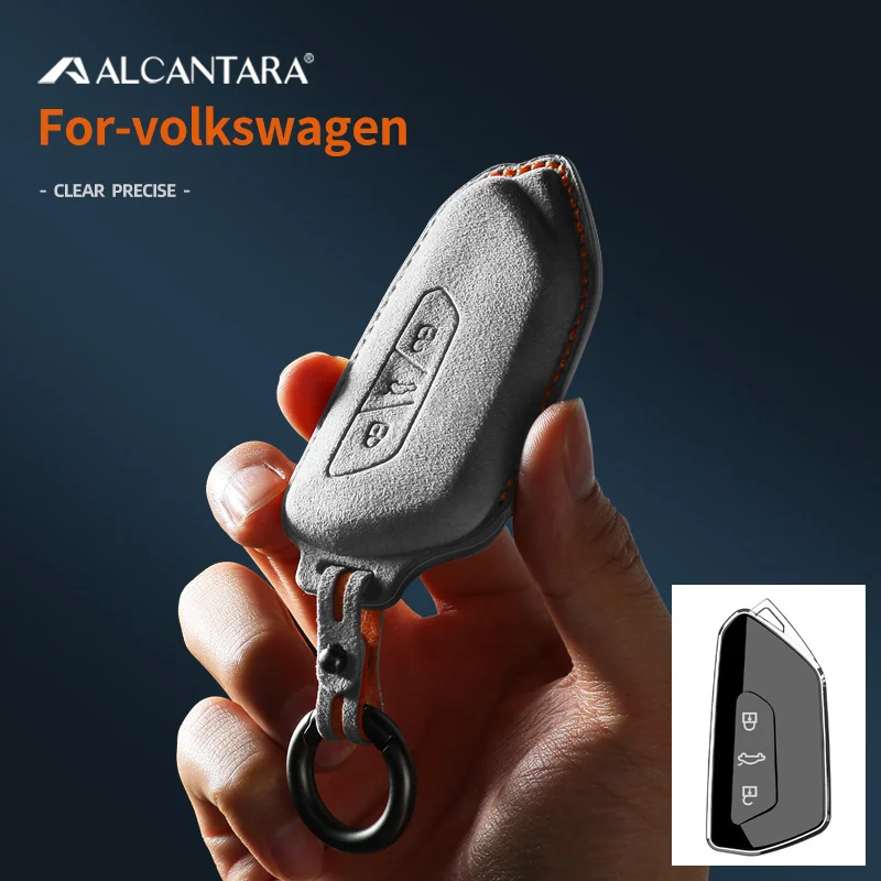 

Alcantara Suede Car Key Case Cover Shell Protector For VW Volkswagen Golf 8 Tuang X ID4 ID6 ID3 Talagon Lamando L 2020 Accessory