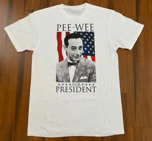 Хлопковая белая футболка Vtg Paul Pee Wee Herman для президента все размеры S0506