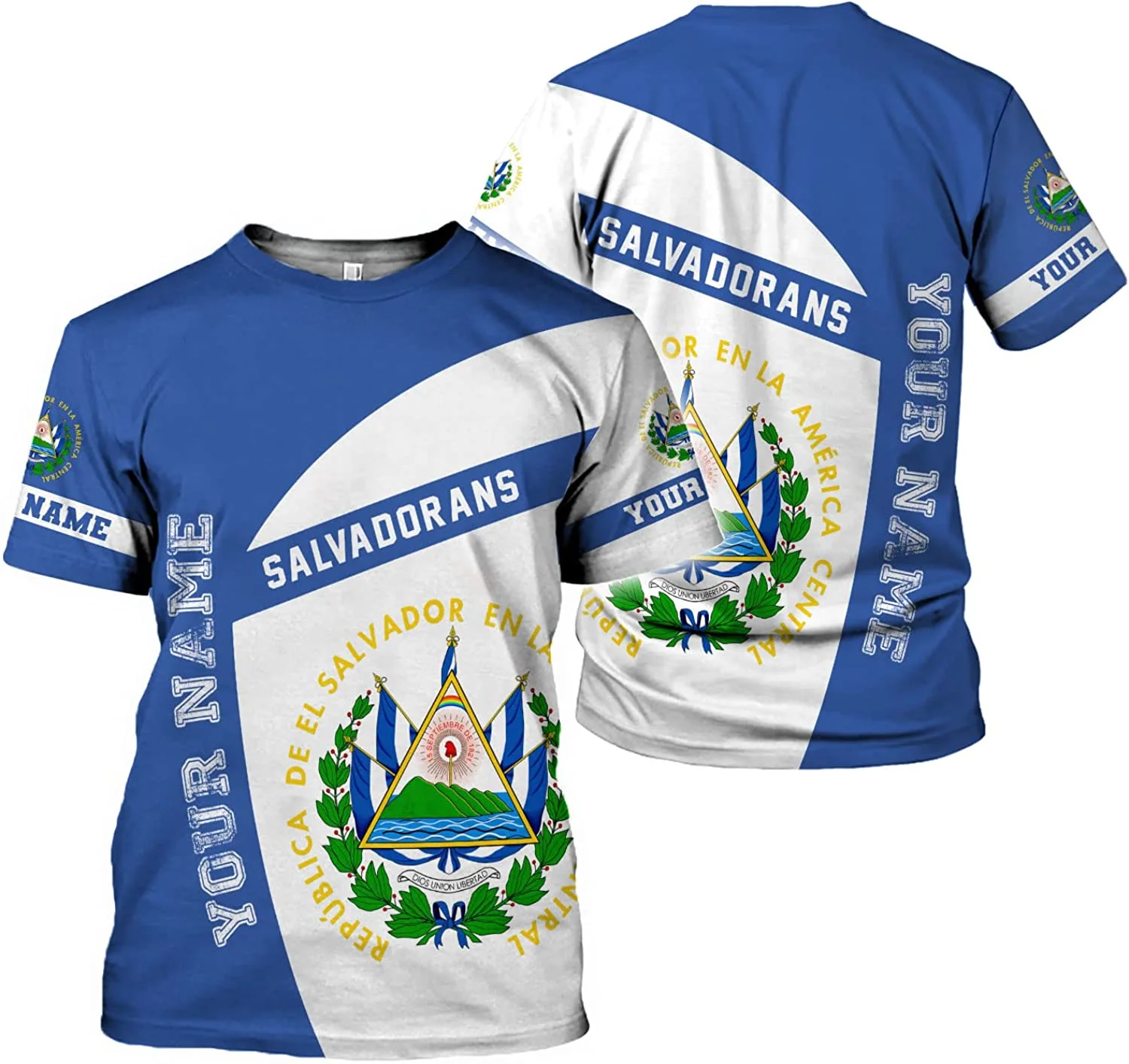

Men's T-Shirts El Salvador National Emblem Printed Pullover O Neck Short Sleeve Custom Name Clothing Oversized T-Shirts For Men