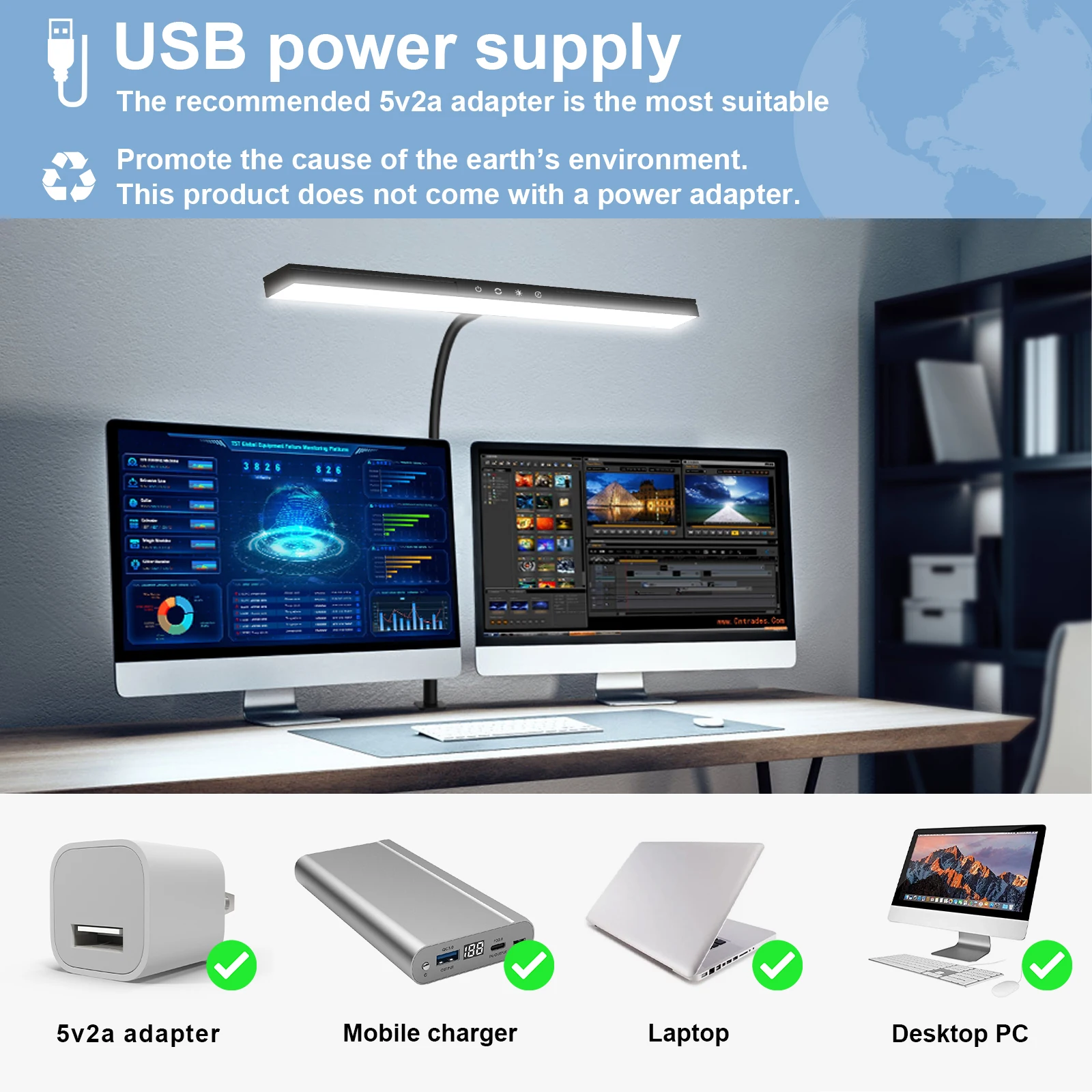 Настольная лампа с регулируемой яркостью 12 Вт 40 см настольная защитой глаз от