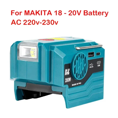 Уличный портативный инвертор для Makita/Bosch/Dewalt/Milwaukee 18 в, 200 Вт, 120-220 В переменного тока, модифицированный синусоидальный адаптер питания