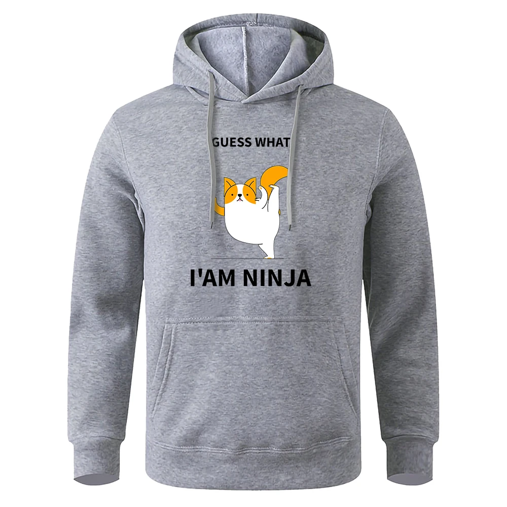 

Guess What I'M Ninja Cute Corgi Print Men'S Hoodies Warm Casual Streetwear Thick Fashion Sweatshirtsoversized Fleece Mens Hoody