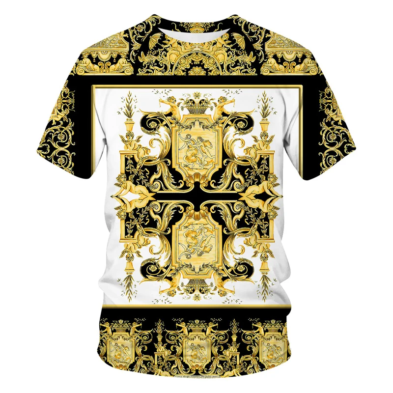 Men's T-shirt Summer New Style Luxury Metal pattern 3D Printed Short Sleeves Tshirt men Fashion Comfort Male Tee Top Streetwear