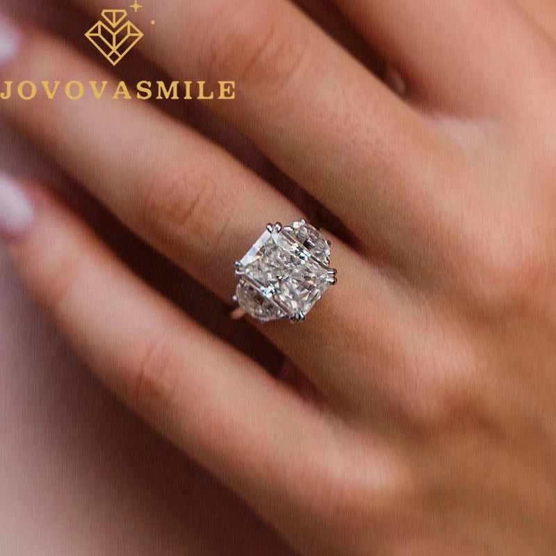 JOVOVASMILE Сертифицированные GRA кольца с муассанитом 4 карата 8*10 мм кольцо сияющей