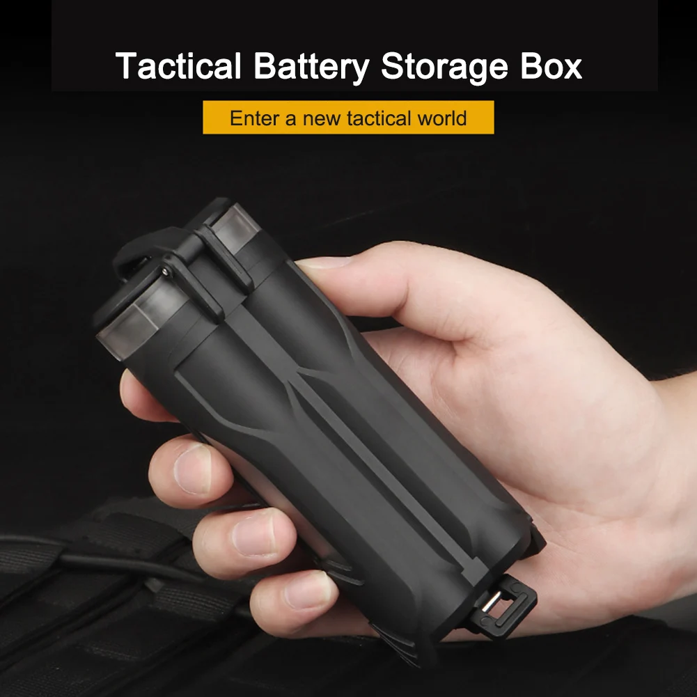 

Battery Storage Case Waterproof Molle Battery Container Dustproof Double Hole for CR123/AAA/AA Portable Hunting MOLLE Equipment