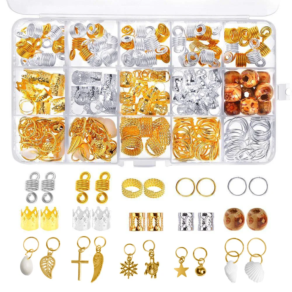 

Dreadlocks Beads Wooden Hair Beads Clips Charms Adjustable Cuff Clip Clip Metal Tube Lock Braiding Hair Jewelry