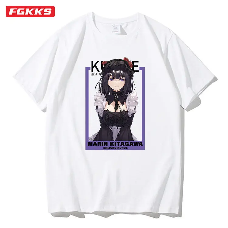 

Spring and Autumn New Men T Shirt Fashion Japanese Cartoon Anime Cute Cross-dressing Girl Printing T-shirt Short-sleeved Men Top