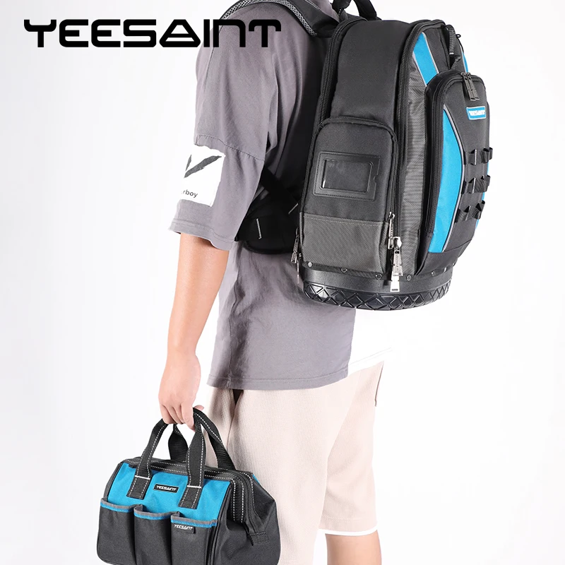 

Рюкзак YEESAINT для инструментов, сверхпрочный + Складная Сумка 10,5 дюйма, многофункциональная сумка для хранения инструментов электрика для му...