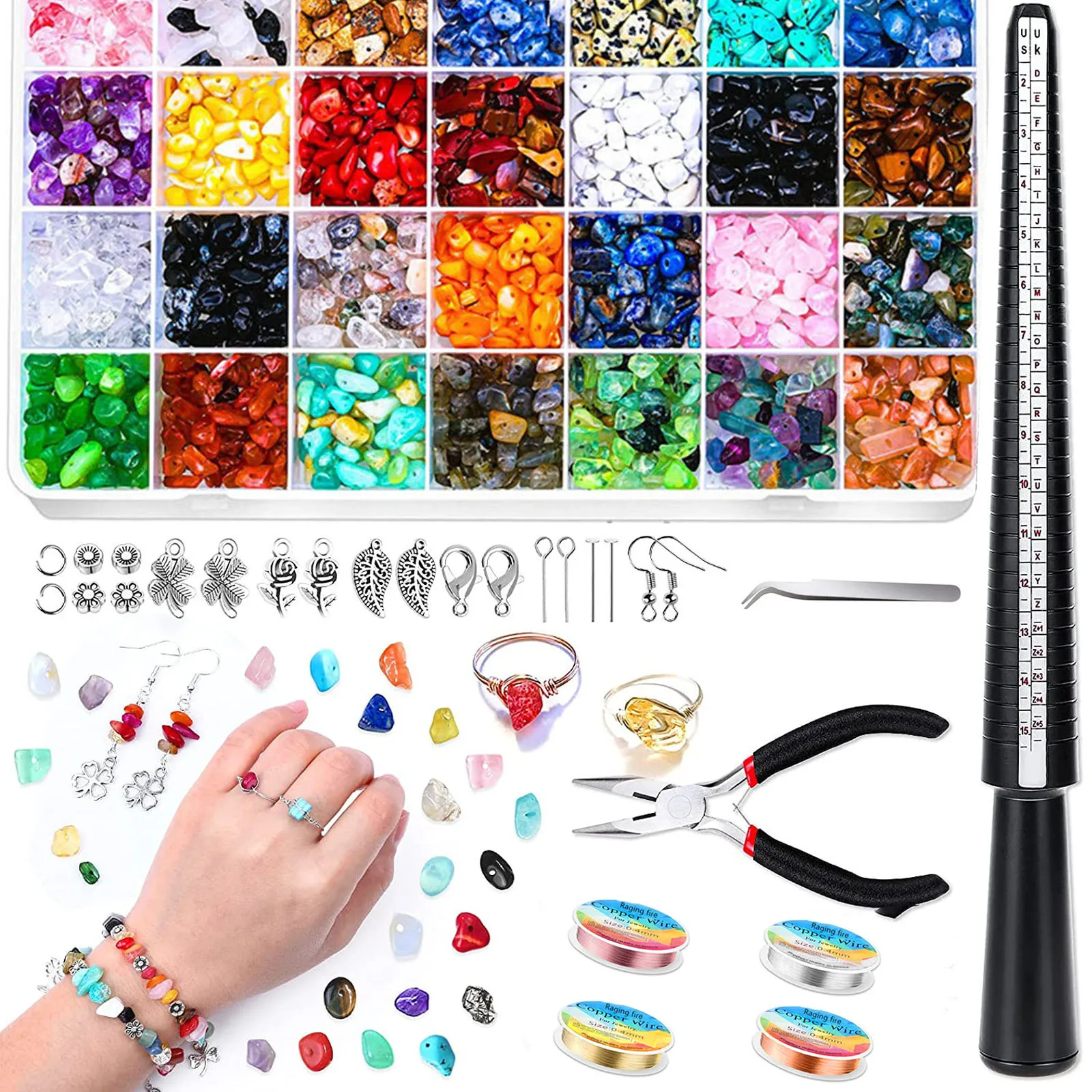 

Irregular Crystal Chips 28Styles Stone Bead Gemstone Bead Kit Crushed Chunked Crystal Pieces Loose Bead For Craft Jewelry Making